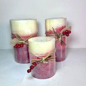 Pier 1 Apple Crisp Pillar Candles Set Of 3 Christmas New Sealed